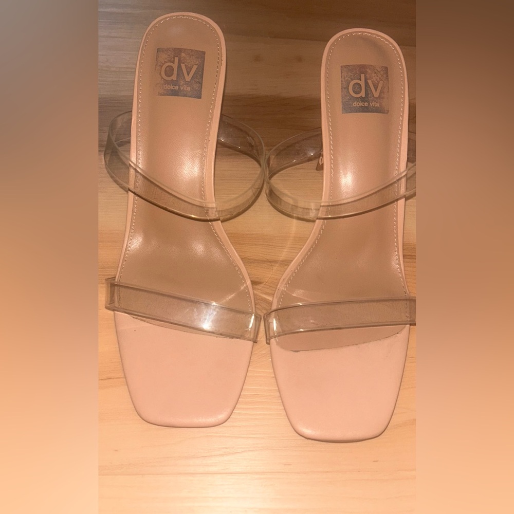 Clear heels, sandals